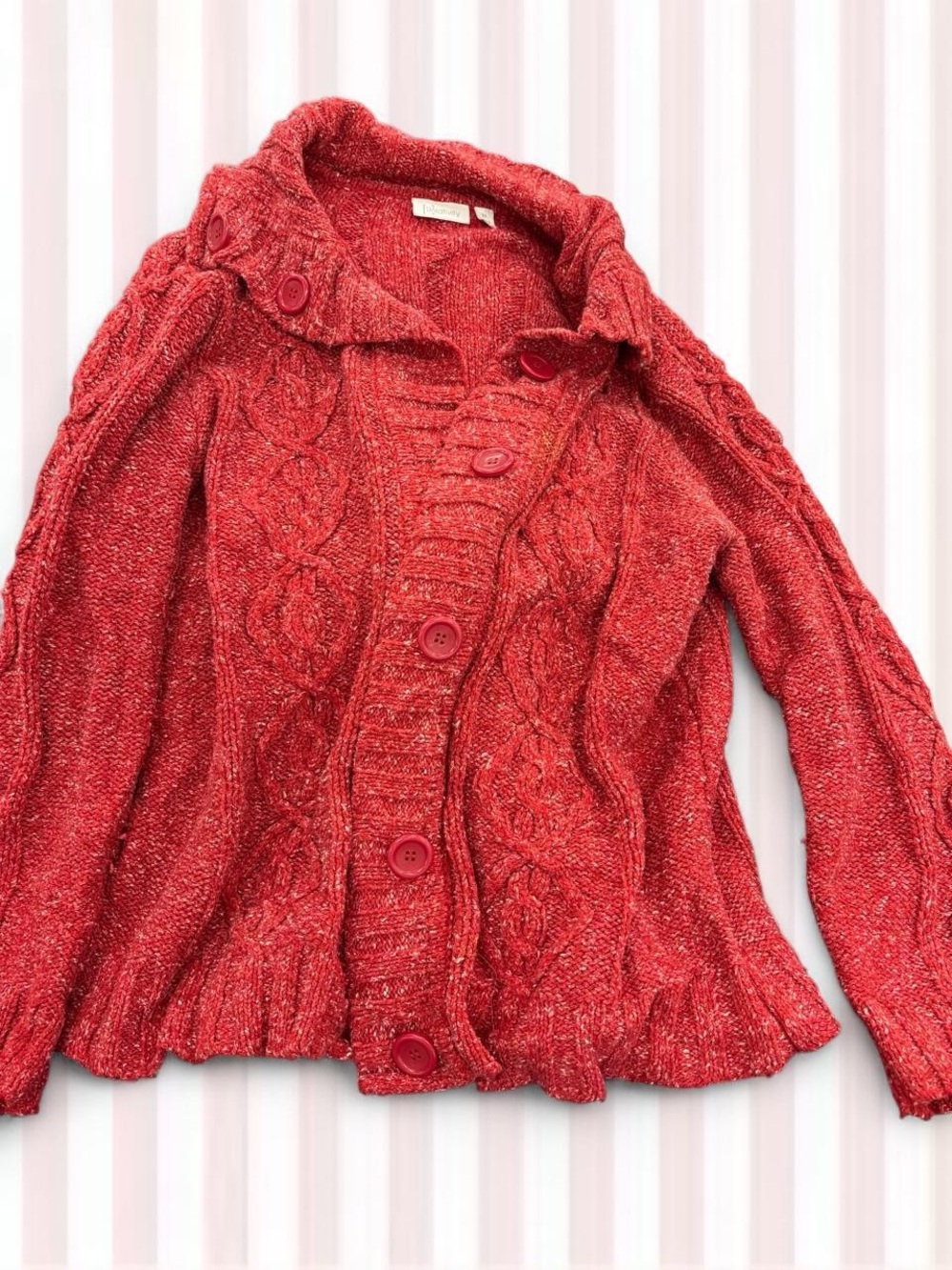 Relativity Red Cable-Knit Button Cardigan